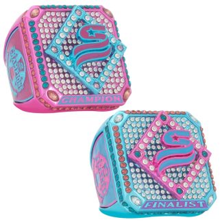 USSSA Riser Series Championship Ring Pink and Bright Blue with raised 3D USSSA logo and baseball diamond design