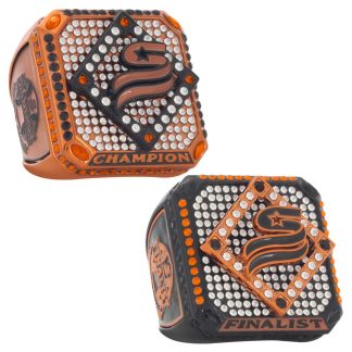 USSSA Riser Series Championship Ring Orange & Black with raised 3D USSSA logo and baseball diamond design